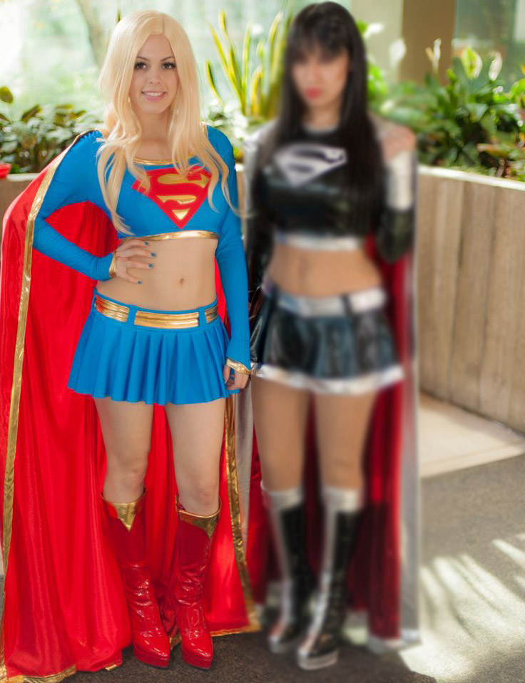 Blue Supergirl Cosplay Halloween Superhero Costume